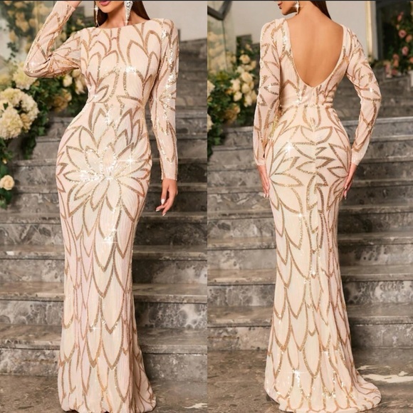 Luxurious zip back mermaid hem sequins formal party evening prom dress - Picture 1 of 8